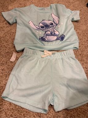 Disney Light Blue Stitch Short Pajama Set for Kids